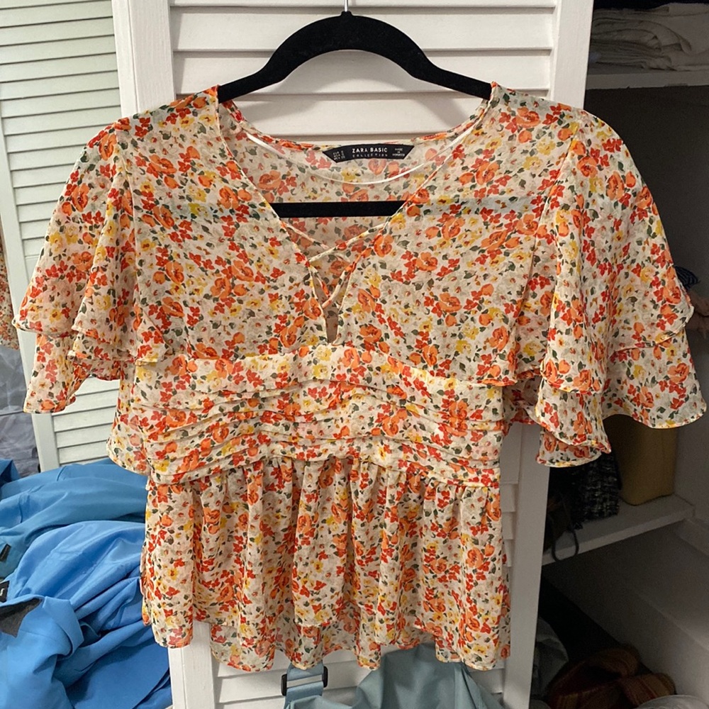 Zara floral blouse